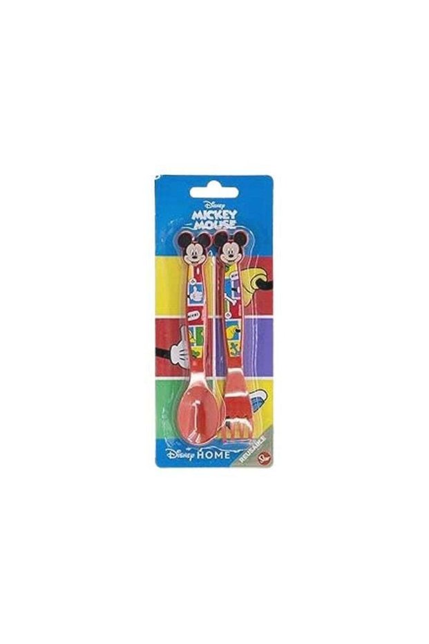 Stor Mickey Mouse 2-Piece PP Cutlery Set for Kids, 22 x 9 x 2cm – BPA-Free Plastic Spoon & Fork with Easy-Grip Lightweight Design, Durable Kids Cutlery for School, Lunchbox & Travel, Multicolour
