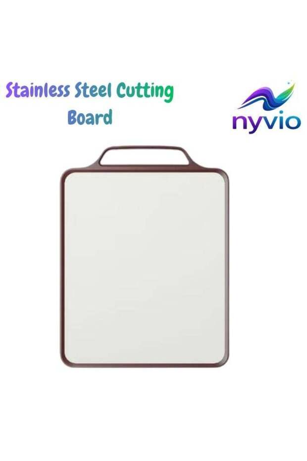 Stainless Steel Cutting Board for Kitchen – Large Heavy Duty Metal Chopping Board with Handle – Non Slip Food Prep Board for Meat, Vegetables & Fruits