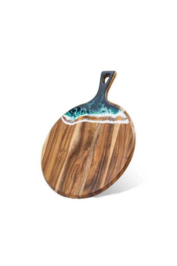 Home Smart Resin Round Cutting Board | Modern wooden and resin serving board, charcuterie board with beautiful design perfect addition in your kitchen. (40X30 cm)