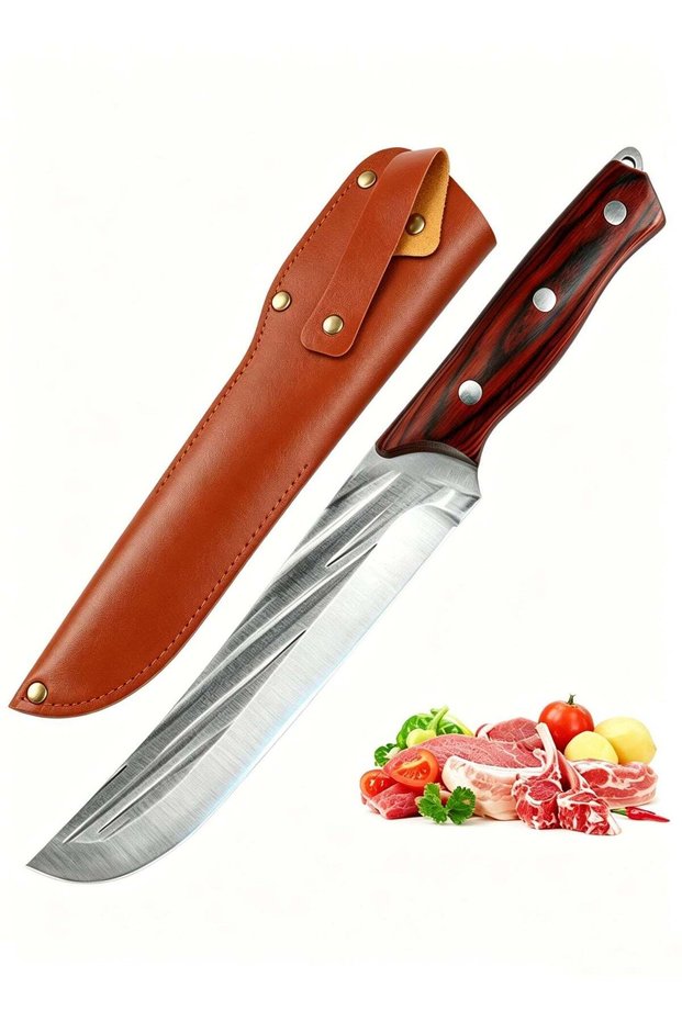 Kitchen Knife Chef Knife With Leather Sheath Made of 5Cr15MoV High-Carbon Steel,Knife For Meat/Vegetables and Fruits,Slicing Knife Paring Knife Fruit Knife Bread Knife or Outdoor Knife,Kitchen Knife