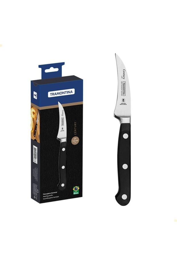 Century 3-Inch Peeling Knife with Stainless Steel Blade and Black Polycarbonate Handle