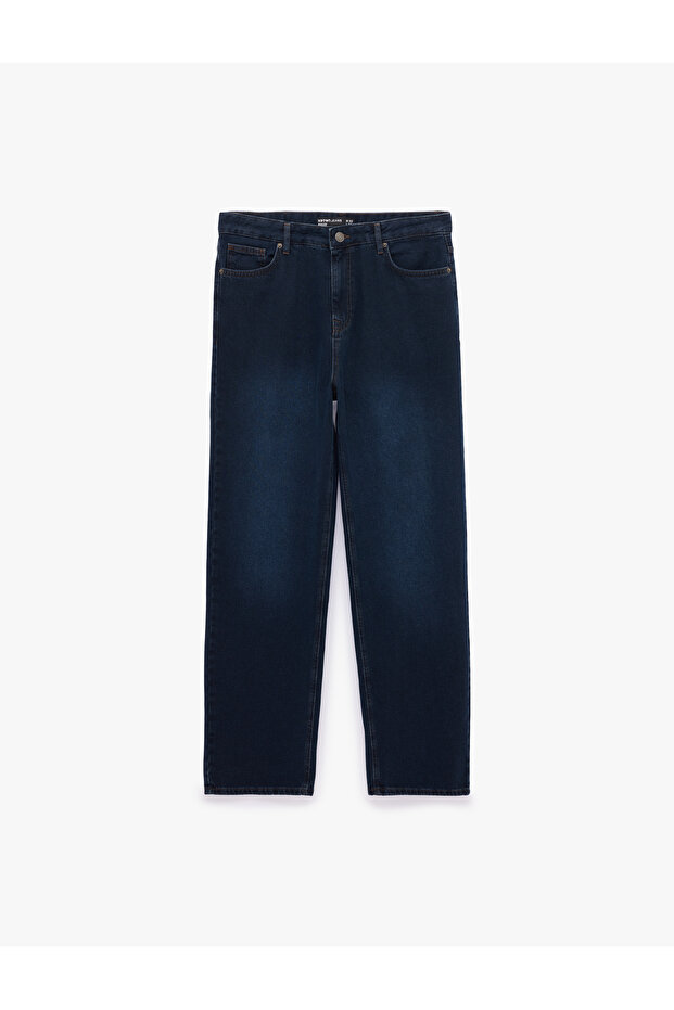 Cotton Comfortable Fit Pocketed Baggy Jean Trousers