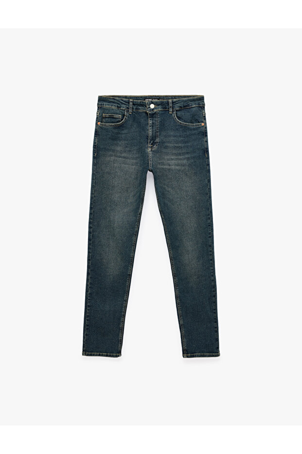 Slim Fit Jeans with Normal Waist Cotton Pockets - Brad Jean