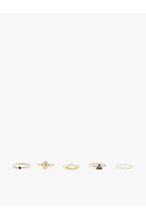 Set of 5 Textured Stone Rings