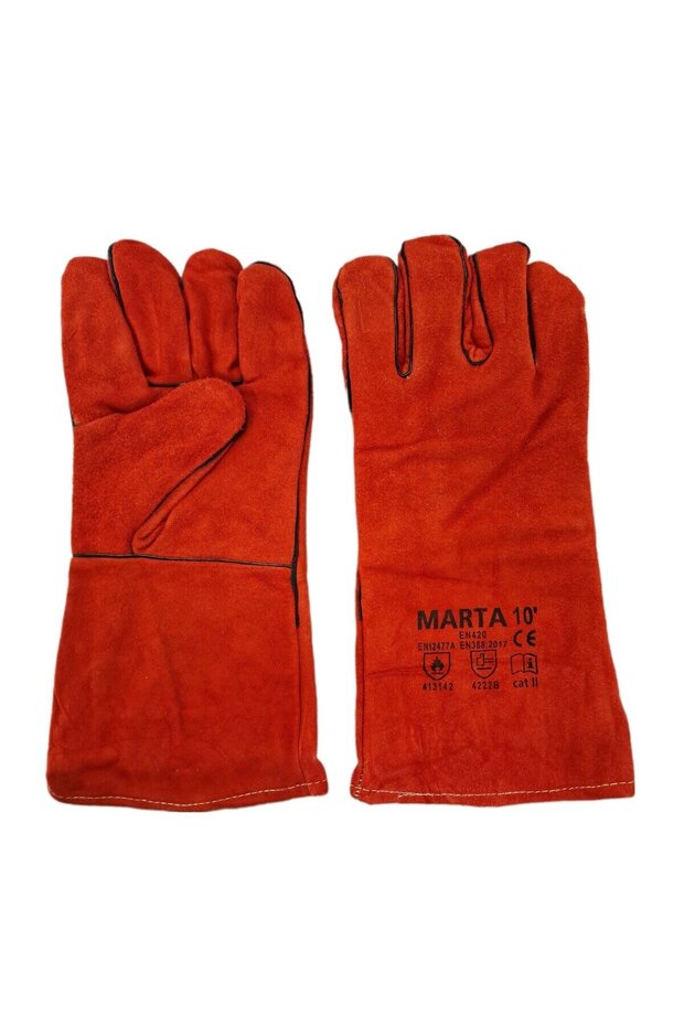 Marta welding gloves, split Leather , red, size 10