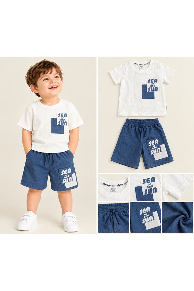 Baby Boy Double Pocket Short Sleeve Shorts Set