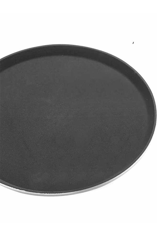 Serving Tray – Premium Non-Slip Fiberglass – Round with Reinforced Stainless Steel Edge - 35Cm