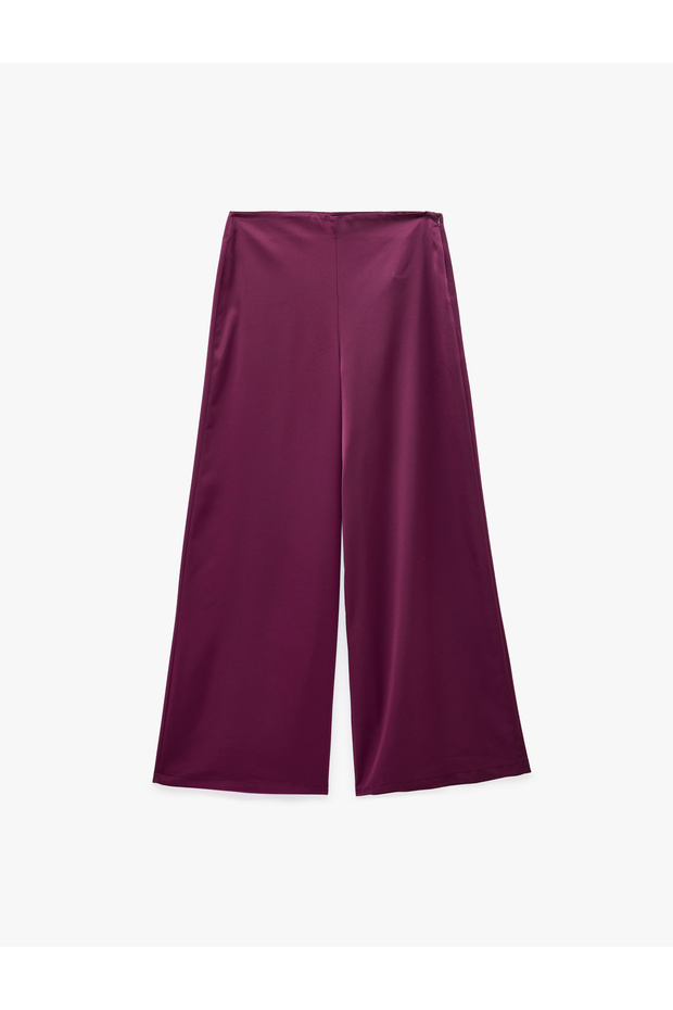 Regular Fit Normal Waist Straight Wide Leg Satin Trousers