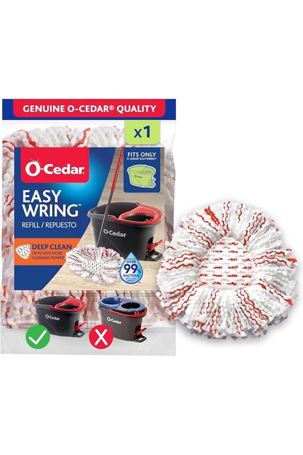 إعادة تعبئة O-Cedar EasyWring للتنظيف العميق (عبوة واحدة) | قوة تنظيف أكبر بنسبة 40% | قطع غيار ممسحة من الألياف الدقيقة كومبا