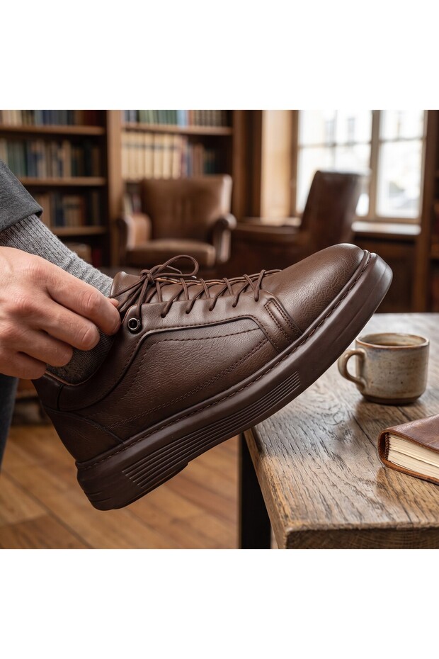 Men's Leather Classic Sports Casual Poly Orthopedic Sole Shoes