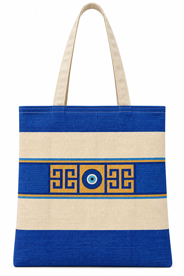 Evil Eye Bead Pattern Printed Cotton Cloth Bag 35X40Cm -Bc7
