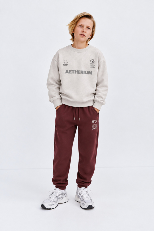 Boys' 2-Piece Slogan Printed Tracksuit Set for School and Daily Wear