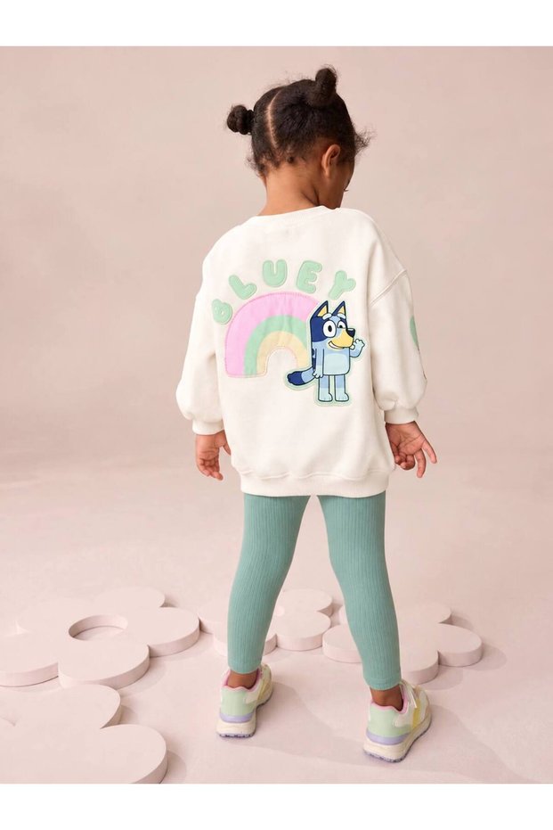 Girl's Bluey 100% Cotton Sweatshirt with Green Leggings Baby & Kids 2-8 Years Set