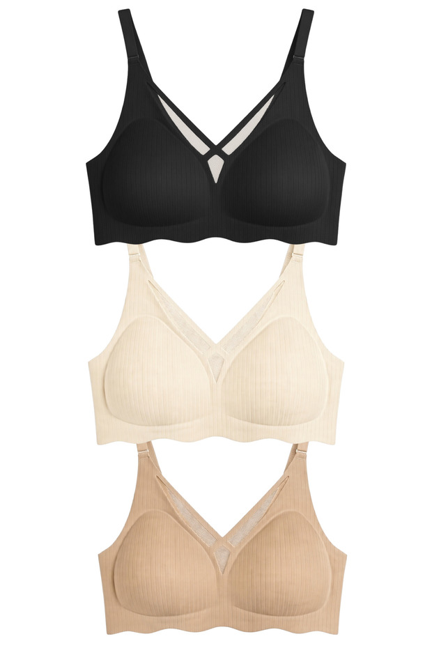 Seamless Bra - Pure - 3-Pack Laser Cut Seamless Women's Bra with Adjustable Straps Without Underwire