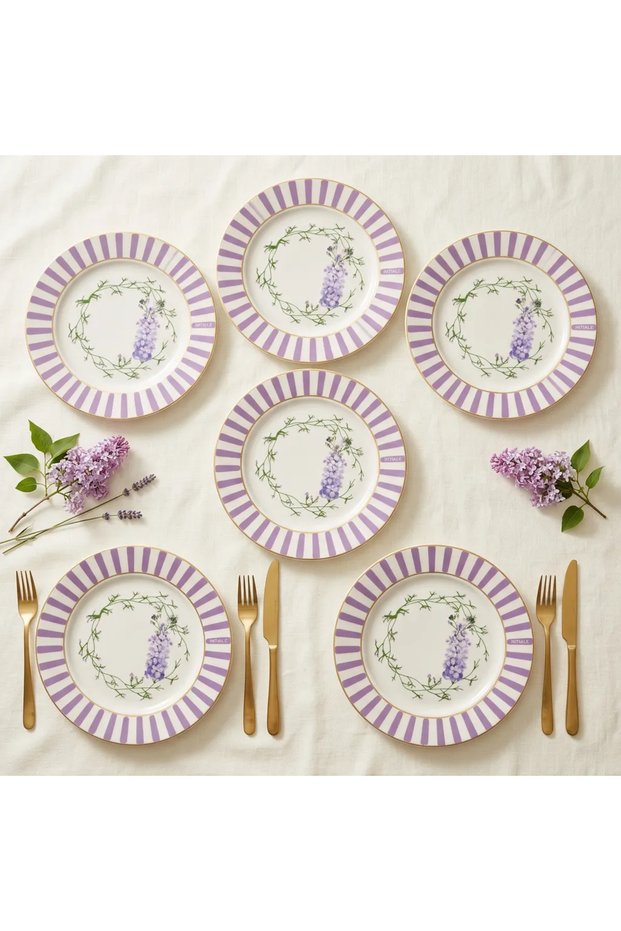 Botanica Lavanta 6-Person 27 cm Porcelain Serving Plate Set