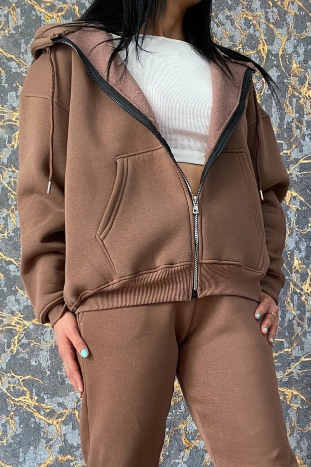 Unisex 3 Thread Raised Zippered Oversize Cardigan