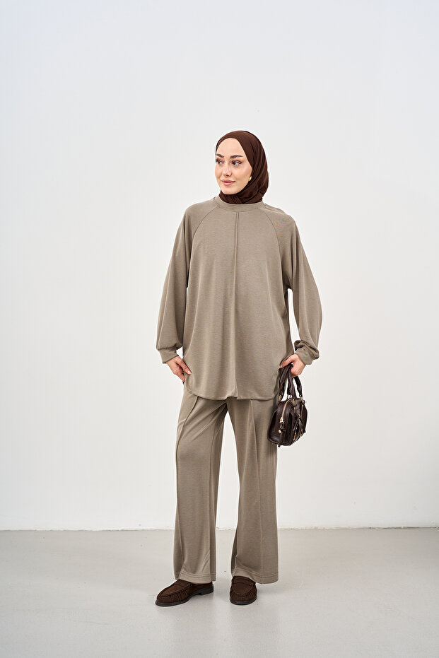 Women's Grass Green Detail Trousers Suit Khaki Green