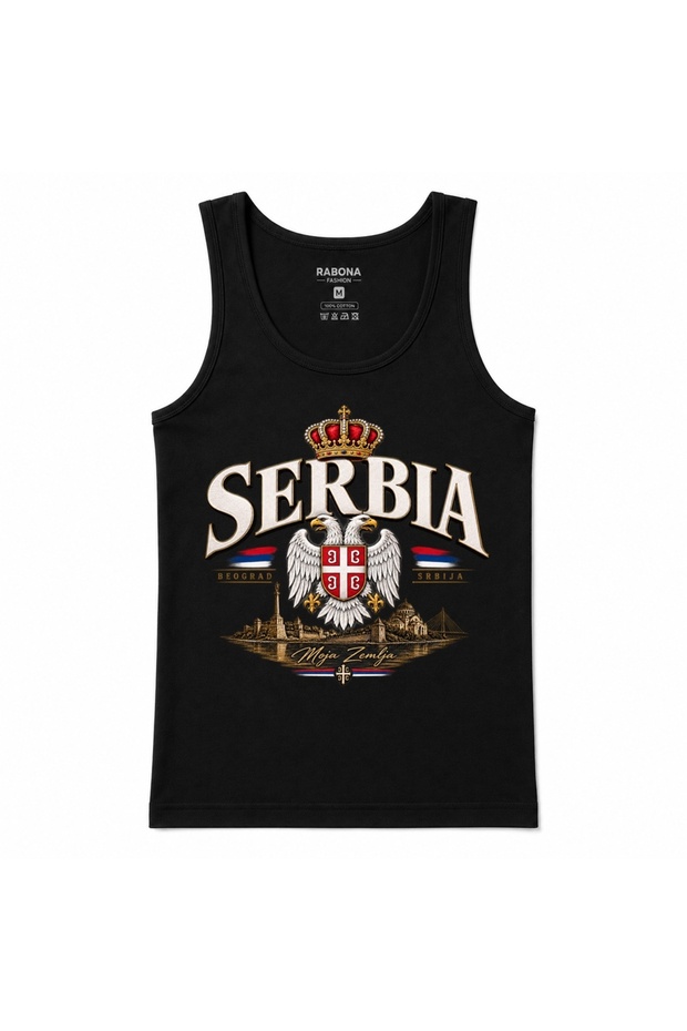 Serbia Double-Headed Eagle & Tricolor Graphic Tank Top