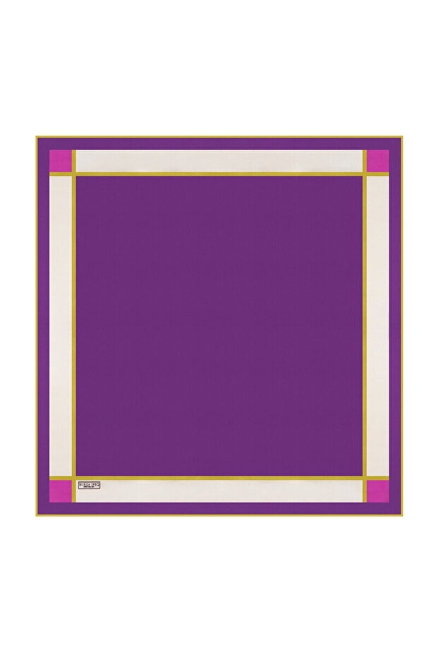 Purple Wide-Bordered Plain Silk Handkerchief