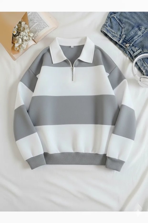 Unprinted 5-Piece Half-Zip Thick Sweatshirt