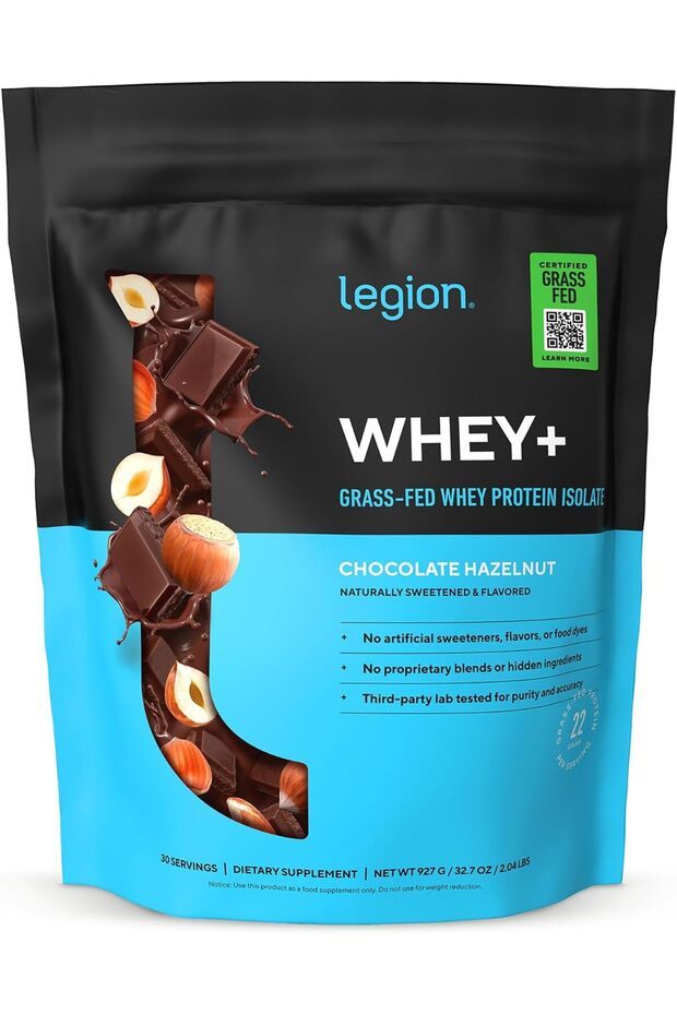 Whey+ Whey Isolate Protein Powder from Grass Fed Cows - Low Carb, Low Calorie, Non-GMO, Lactose Free, Gluten Free, Sugar Free, All Natural Whey Protein Isolate 30 Serving (Choc Hazelnut)