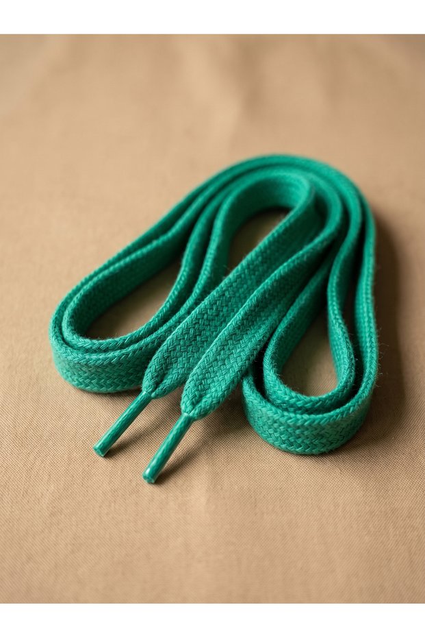 Emerald Green Flat Cotton Shoelaces 120 cm Compatible with Sneakers and Sports Shoes