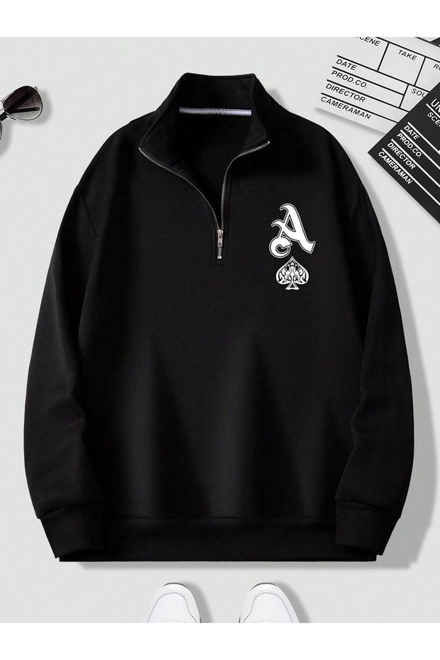 Women's - Men's Brooklyn Half Zip Oversize 3 Thread Sweatshirt