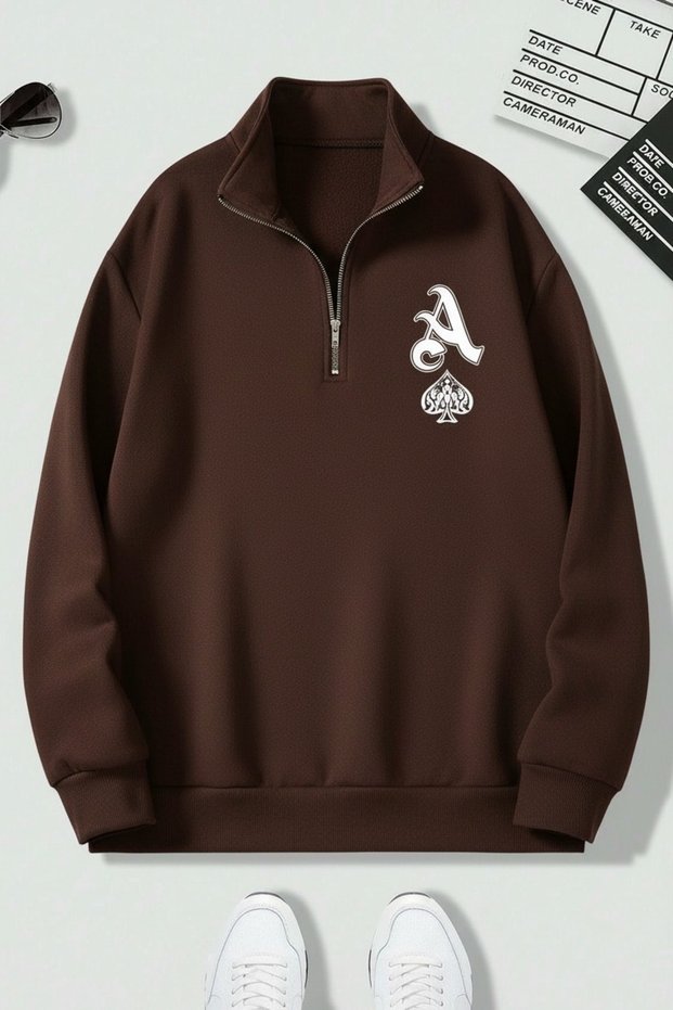 Women's - Men's Brooklyn Half Zip Oversize 3 Thread Sweatshirt