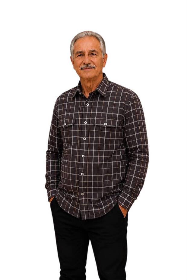 Men's Classic Wide Cut Plaid Double Pocket Short Sleeve Cotton Shirt