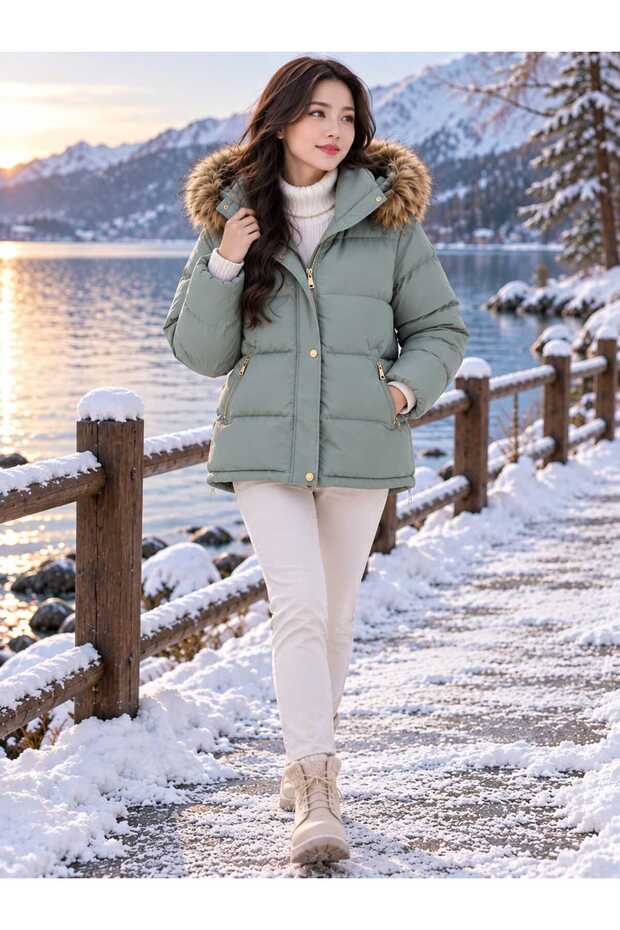 Women's Nova Fabric Water Repellent Inflatable Thick Youth Sports Coat