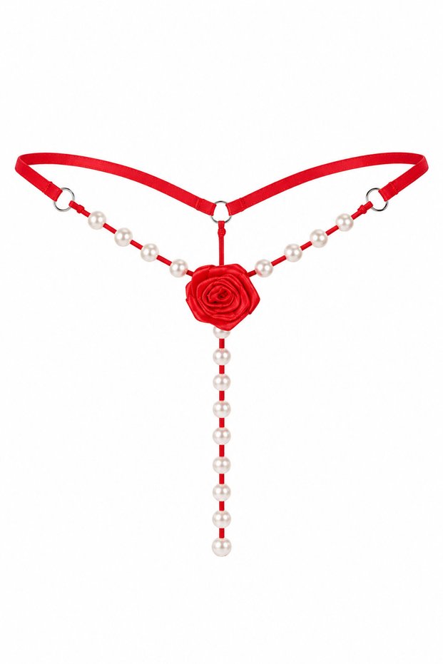 Red Rose and Pearl Detailed Panties