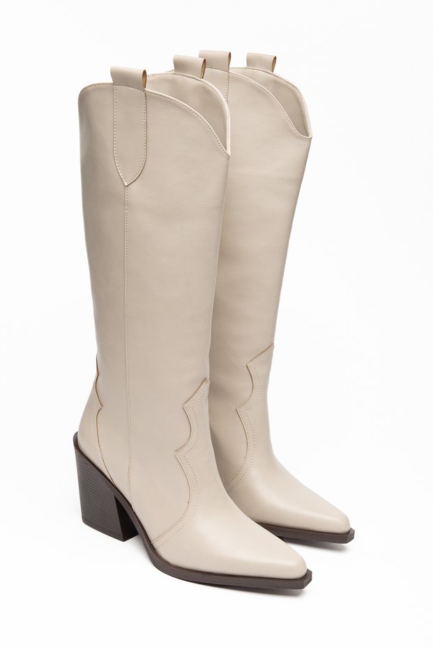 Women's Cowboy Boots Pointed Toe Thick Heel Simple Western Boots
