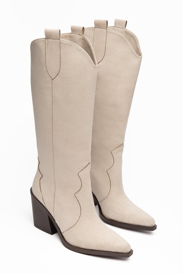 Women's Cowboy Boots - Pointed Toe Thick Heel Plain