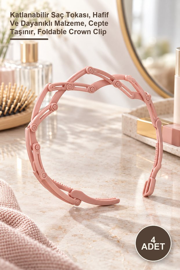 4 Pieces Foldable Crown Clips – Foldable Hair Clips, Lightweight and Durable Material, Portable in Pocket, Foldable Crown Clip