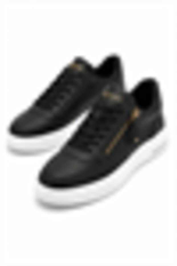 Black Gold Side Zipper Detailed Lace-Up Thick Sole Casual Walking Shoes