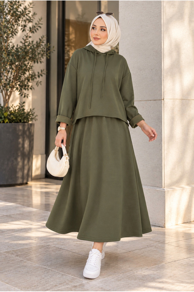 Women's Hooded Tunic Skirt Oysho Set Sb0066