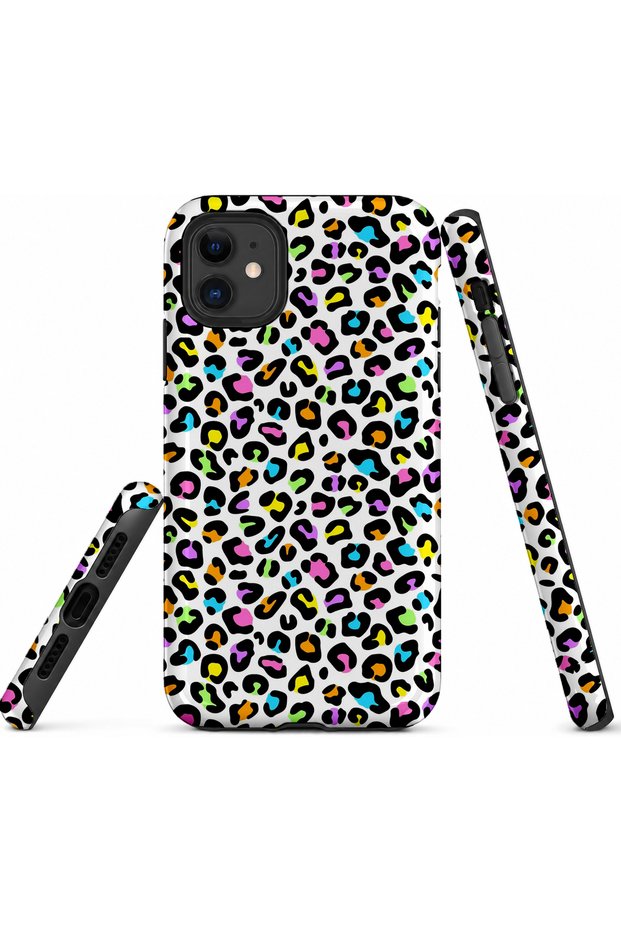 Compatible with iPhone 11 - Colorful Leopard, Double Layer Cover, Glossy Surface Protective Case