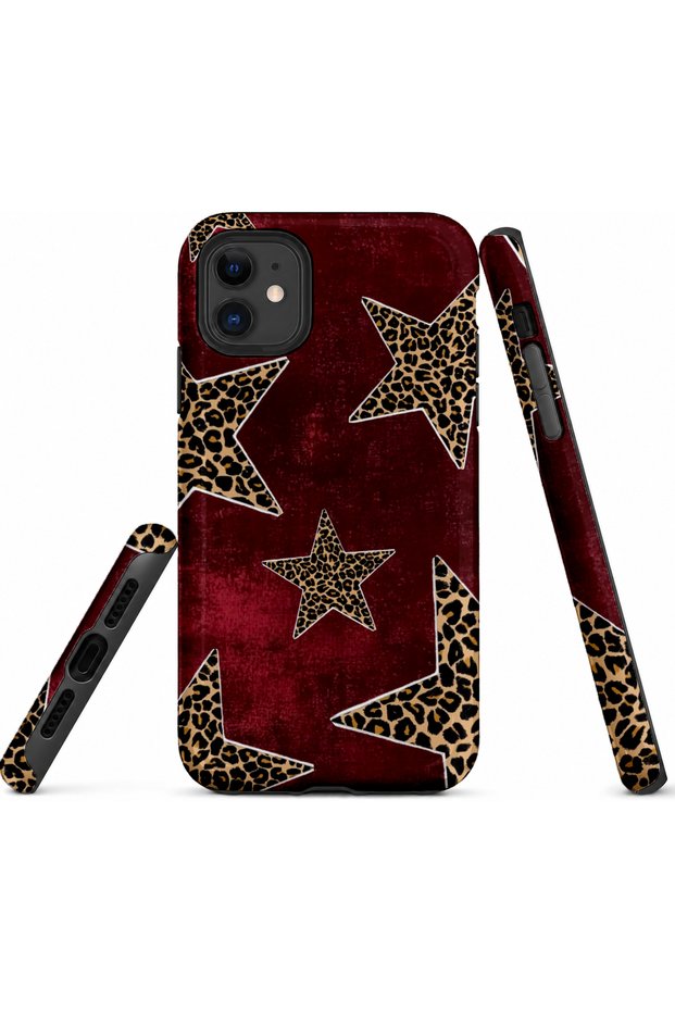 iPhone 11 Compatible - Leopard Star, Double Layer Cover, Glossy Surface Protective Case