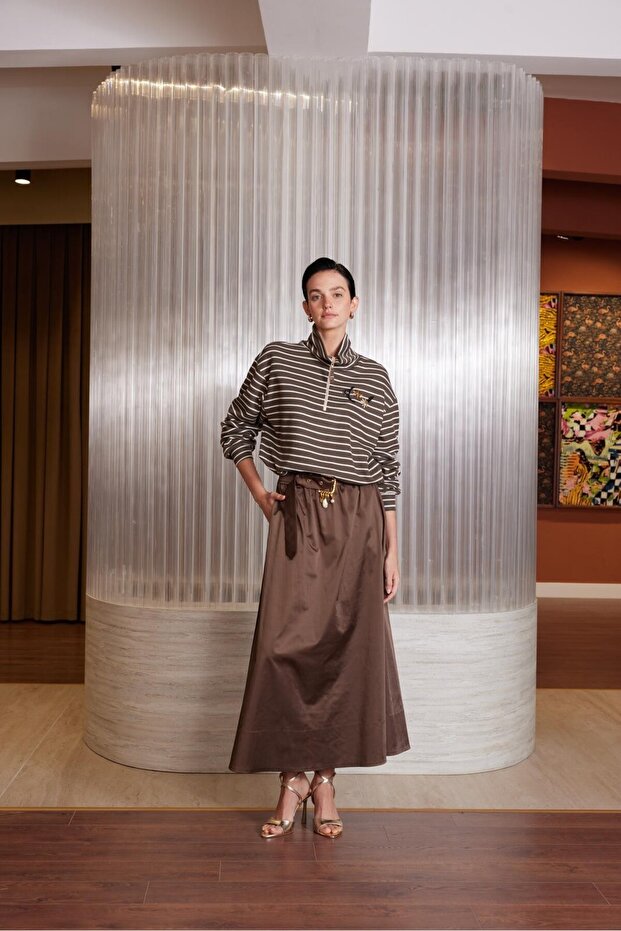 5380 Striped Sweatshirt Skirt Set