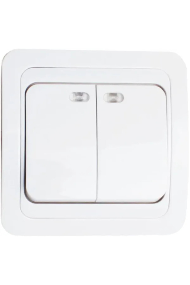 Double switch (series) with LED indicator, exposed, white