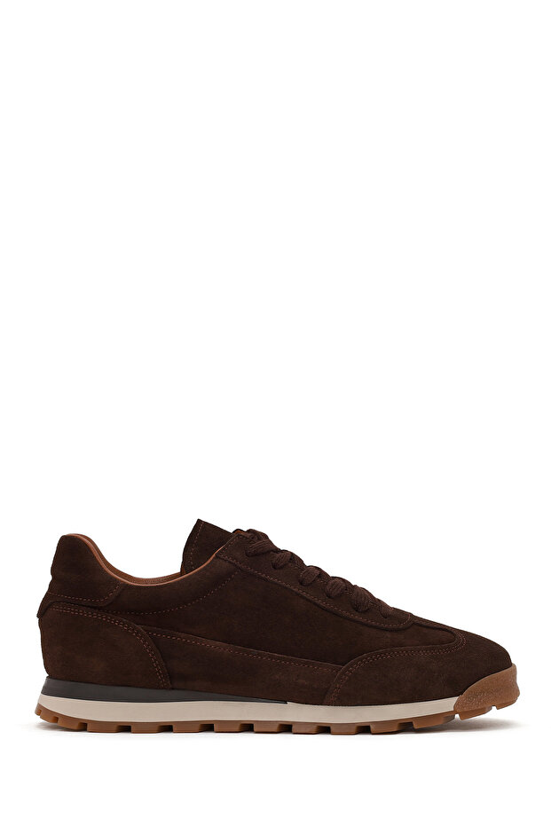 Men's Brown Lace-Up Suede Leather Sneaker Wm620013Ds