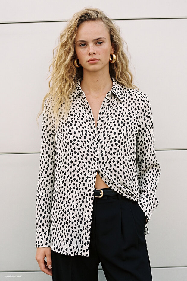 Patterned Shirt - Ecru-Black