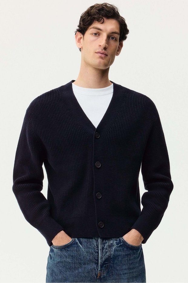 Relaxed Fit Rib-knit cardigan
