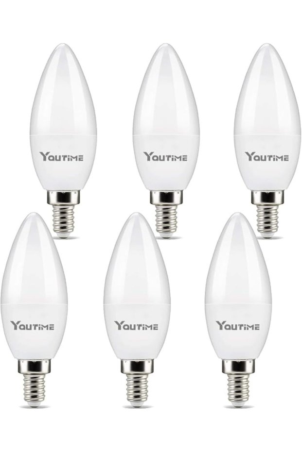 مصباح LED E14 على شكل شمعة، يعادل 30 واط، أبيض دافئ، عبوة من 6 قطع