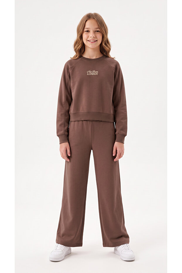 New Team London Printed Soft Textured-Comfort Fabric Girls' Top and Bottom Tracksuit Set