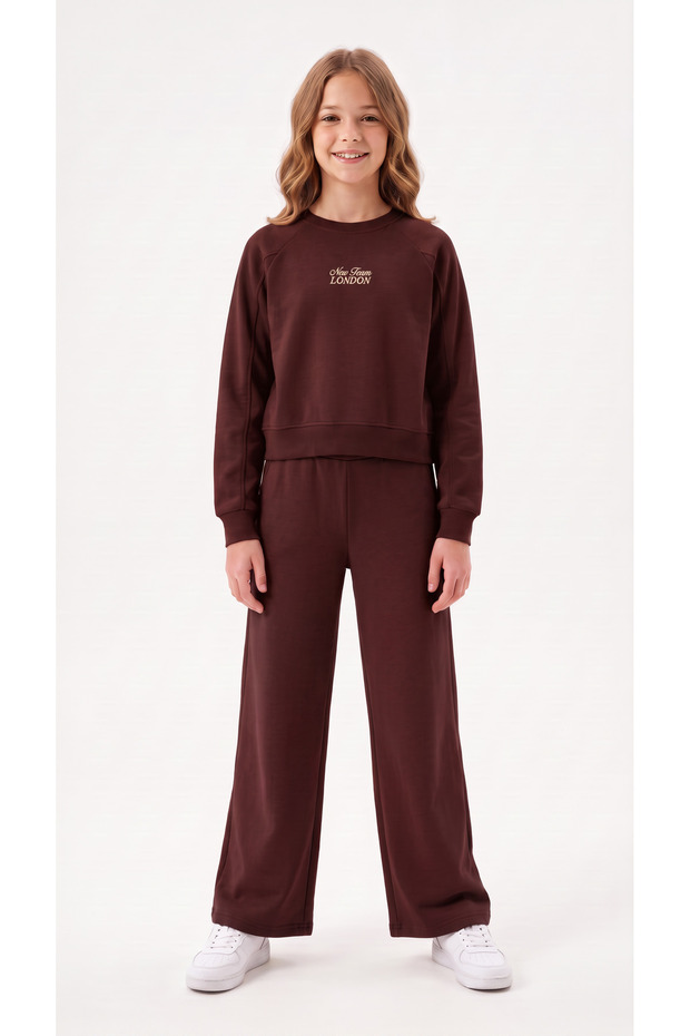 New Team London Printed Soft Textured-Comfort Fabric Girls' Top and Bottom Tracksuit Set