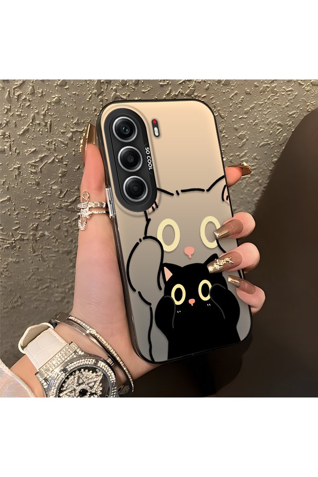 Tecno Camon 40 Pro 5g Compatible Simple Striped Cute Black Cat Impact Wear-Resistant Art Print