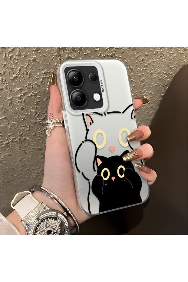 Redmi Note 13 4g Compatible Simple Striped Cute Black Cat Impact Wear Resistant Art Print