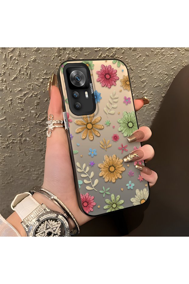 Redmi K50 Ultra Compatible Colorful Multicolor Daisy Plants Retro Hand Drawn Flower Print