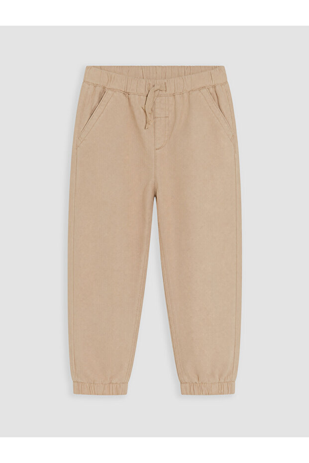 Alita City Farkıyla Lcw Kids Beige Dobby Plain Standard & Regular Elastic Cuff Boys' Jogger Pants